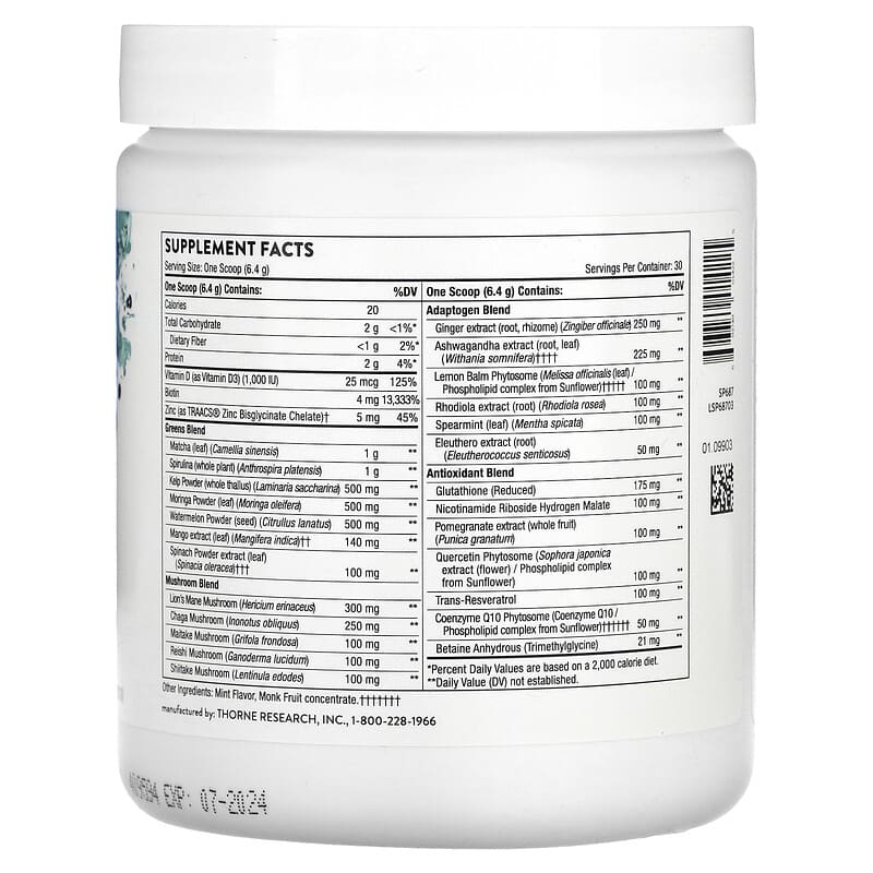 Thorne Daily Greens Plus 6.7 oz (192 g) 2 Thực phẩm bổ sung Thorne Daily Greens Plus 6.7 oz (192 g) 693749014225