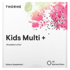 Thực phẩm chức năng Thorne Kids Multi+ Ages 4-12 Strawberry Kiwi 30 Nutrient Discs 693749013372