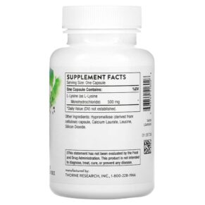Thực phẩm bổ sung Thorne L-Lysine 500 mg 60 Capsules 693749516026