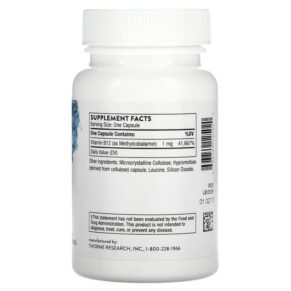 Thực phẩm bổ sung Thorne Vitamin B12 as Methylcobalamin 60 Capsules 693749125020