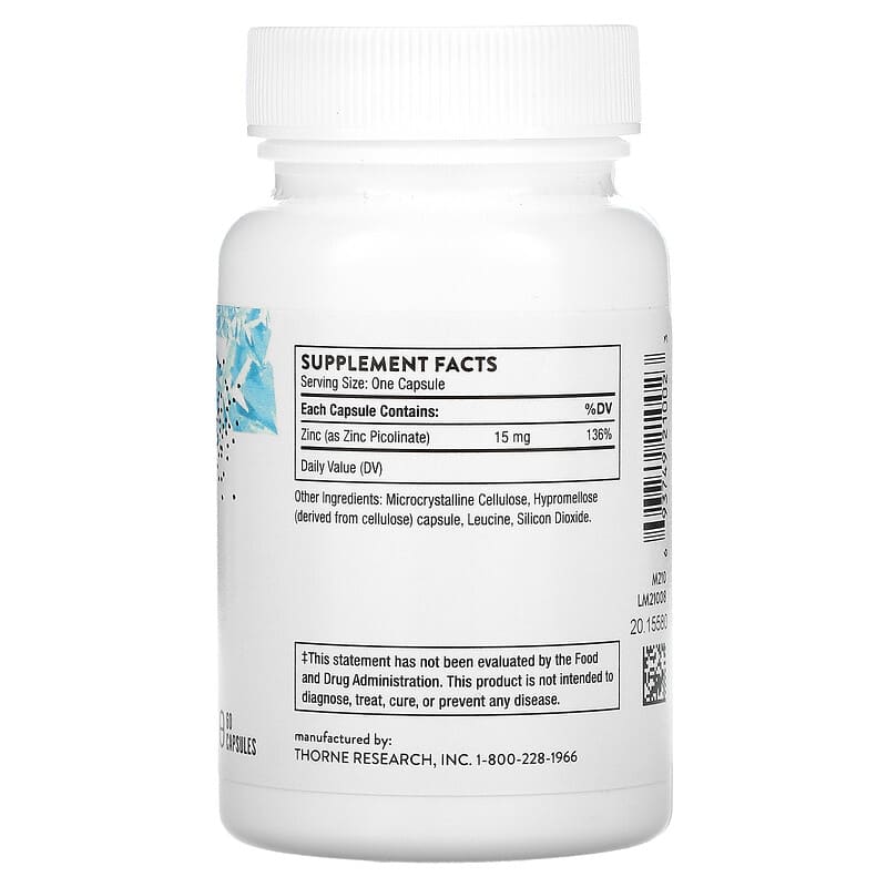 Thorne Zinc Picolinate 15 mg 60 Capsules 2 Thực phẩm bổ sung Thorne Zinc Picolinate 15 mg 60 Capsules 693749210023