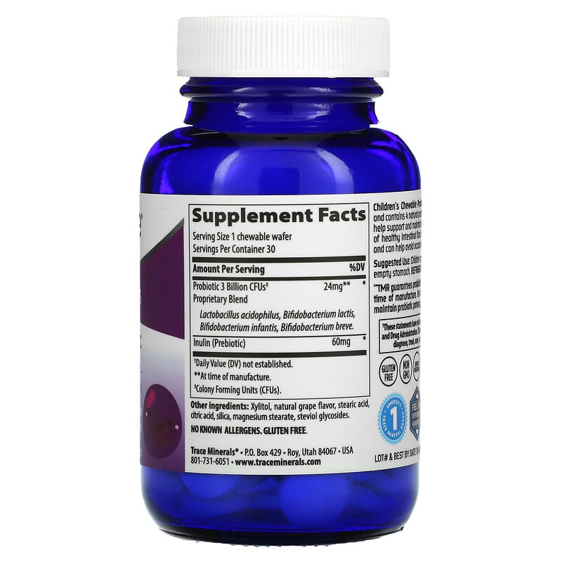 Trace Minerals ® Children's Chewable Probiotic Concord Grape 30 Chewables 2 Thực phẩm bổ sung Trace Minerals ® Children's Chewable Probiotic Concord Grape 30 Chewables 878941003271