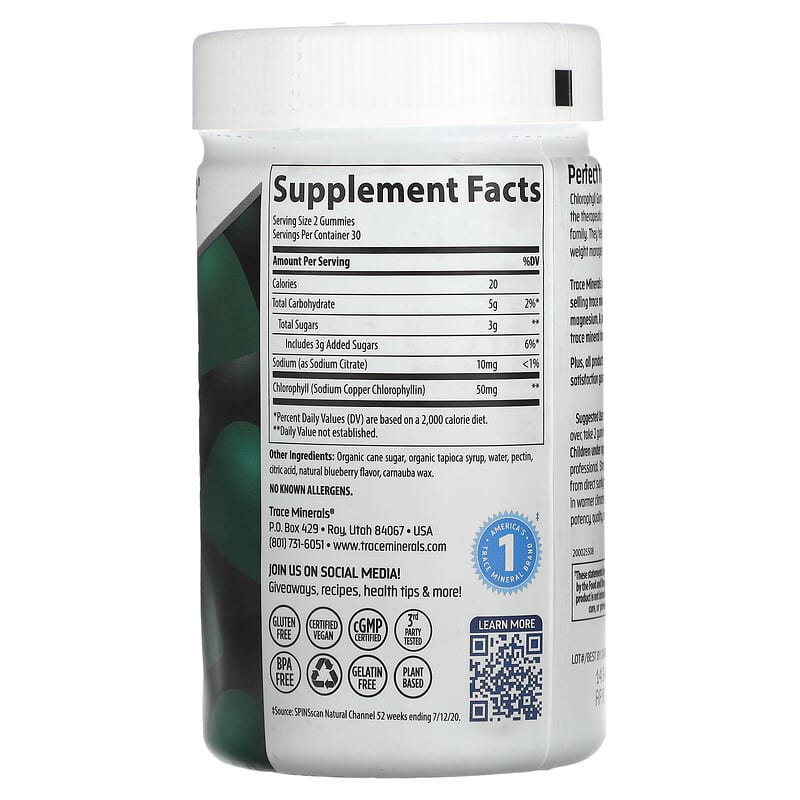 Trace Minerals ® Chlorophyll Gummies Berry 25 mg 60 Gummies 2 Thực phẩm bổ sung Trace Minerals ® Chlorophyll Gummies Berry 25 mg 60 Gummies 878941007040