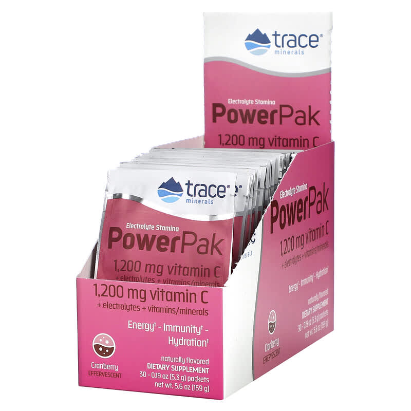 Trace Minerals ® Electrolyte Stamina PowerPak Cranberry 30 Packets 0.19 oz (5.3 g) Each 8 Thực phẩm chức năng Trace Minerals ® Electrolyte Stamina PowerPak Cranberry 30 Packets 0.19 oz (5.3 g) Each 878941001505