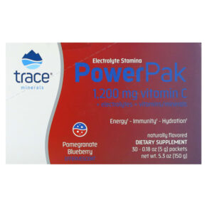 Thực phẩm bổ sung Trace Minerals ® Electrolyte Stamina PowerPak Pomegranate Blueberry 30 Packets 0.18 oz (5 g) Each 878941003479