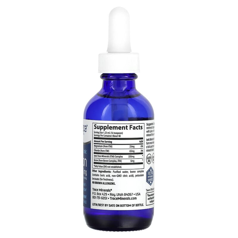 Trace Minerals ® Ionic Boron 6 mg 2 fl oz (59 ml) 2 Thực phẩm bổ sung Trace Minerals ® Ionic Boron 6 mg 2 fl oz (59 ml) 878941000140
