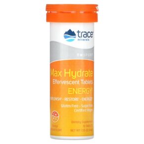 Thực phẩm chức năng Trace Minerals ® Max Hydrate Energy Effervescent Tablets Orange 1.55 oz (44 g) 878941004155