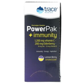 Thực phẩm chức năng Trace Minerals ® PowerPak + Immunity Lemon Berry 30 Packets 0.19 oz (5.3 g) Each 878941005886