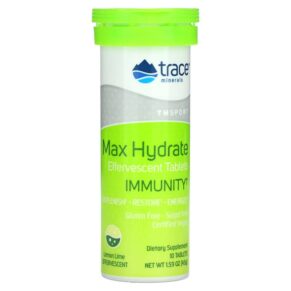 Thực phẩm chức năng Trace Minerals ® TM Sport Max Hydrate Immunity Effervescent Tablets Lemon Lime 10 Tablets 1.59 oz (45 g) 878941004131