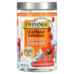 Thực phẩm chức năng Twinings Superblends Cold Water Infusions Immune Support Raspberry & Hibiscus Caffeine Free 10 Flavoured Cold Water Infusers 0.88 oz (25 g) 070177230067