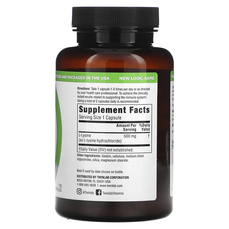 Twinlab L-Lysine 500 mg 100 Capsules 2 Thực phẩm bổ sung Twinlab L-Lysine 500 mg 100 Capsules 027434001410
