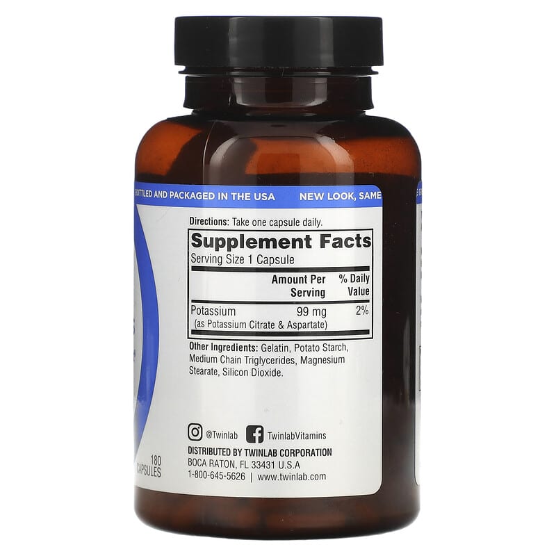 Twinlab Potassium Caps 180 Capsules 2 Thực phẩm bổ sung Twinlab Potassium Caps 180 Capsules 027434010344