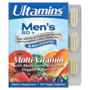 Thực phẩm chức năng Ultamins Men's 50+ Multivitamin with CoQ10 Mushrooms Enzymes Veggies & Berries 60 Veggie Capsules 898220012718