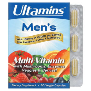 Thực phẩm chức năng Ultamins Ultamins Men's Multi-Vitamin with CoQ10 Mushrooms Enzymes Veggies & Berries 60 Veggie Capsules 898220012701