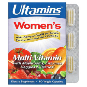 Thực phẩm chức năng Ultamins Women's Multivitamin with CoQ10 Mushrooms Enzymes Veggies & Berries 60 Veggie Capsules 898220012725