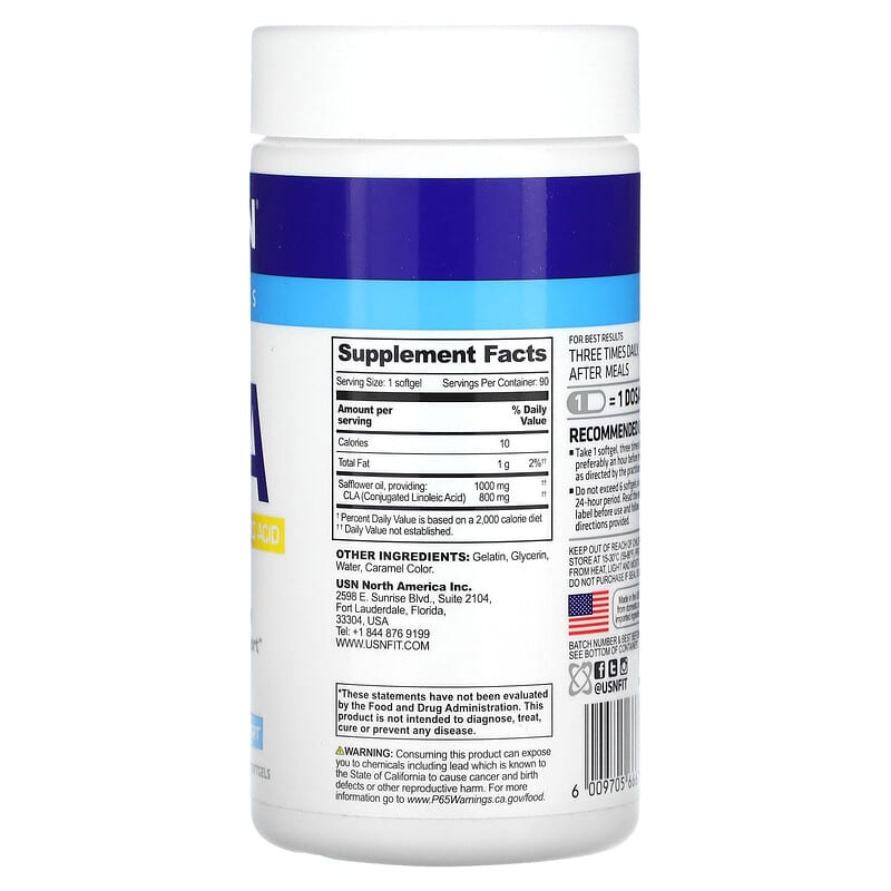 USN CLA Conjugated Linoleic Acid 90 Softgels 2 Thực phẩm bổ sung USN CLA Conjugated Linoleic Acid 90 Softgels 6009705666751