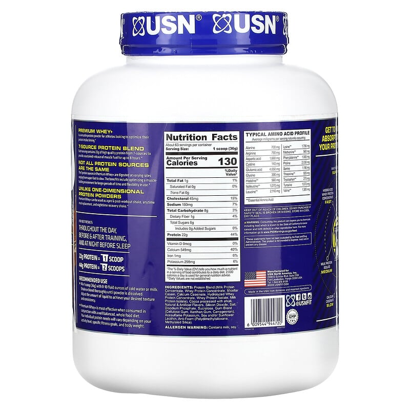 USN Premium Whey+ Chocolate 5 lbs (2.267 g) 2 Thực phẩm bổ sung USN Premium Whey+ Chocolate 5 lbs (2.267 g) 6009544944720