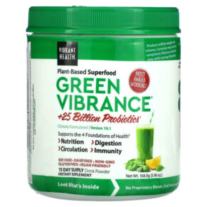 Thực phẩm chức năng Vibrant Health Green Vibrance +25 Billion Probiotics Version 19.1 5.96 oz (168.9 g) 074306800572