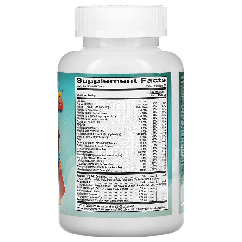 Vitables Chewable Multi-Vitamins with Probiotics & Enzymes for Children Assorted Fruit Flavors 120 Chewable Tablets 2 Thực phẩm bổ sung Vitables Chewable Multi-Vitamins with Probiotics & Enzymes for Children Assorted Fruit Flavors 120 Chewable Tablets 898220014538