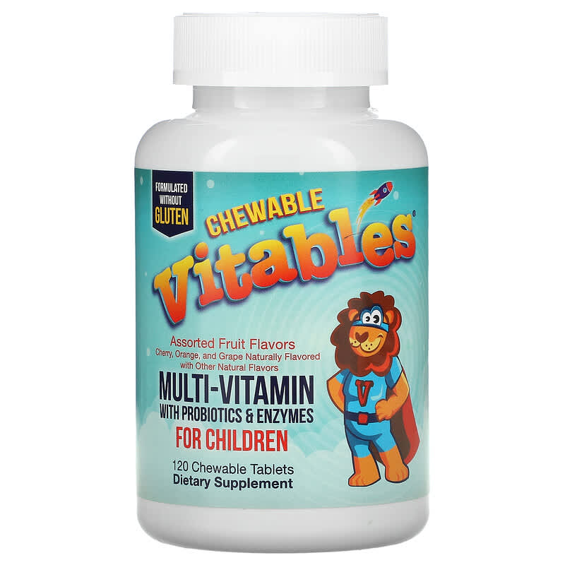 Vitables Chewable Multi-Vitamins with Probiotics & Enzymes for Children Assorted Fruit Flavors 120 Chewable Tablets 8 Thực phẩm chức năng Vitables Chewable Multi-Vitamins with Probiotics & Enzymes for Children Assorted Fruit Flavors 120 Chewable Tablets 898220014538