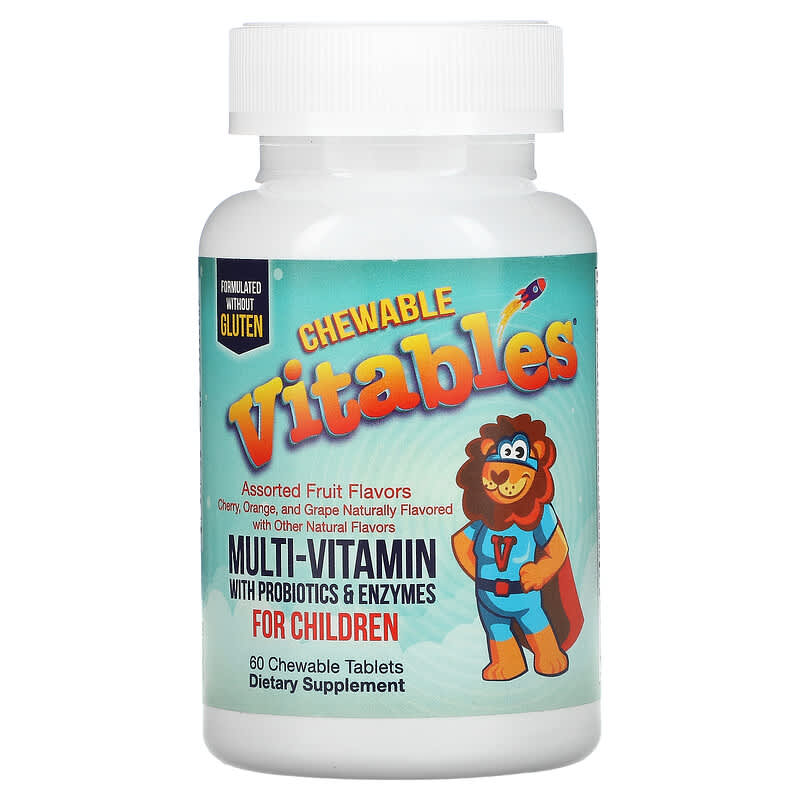 Vitables Chewable Multivitamins with Probiotics & Enzymes for Children Assorted Fruit Flavors 60 Vegetarian Tablets 8 Thực phẩm chức năng Vitables Chewable Multivitamins with Probiotics & Enzymes for Children Assorted Fruit Flavors 60 Vegetarian Tablets 898220014569