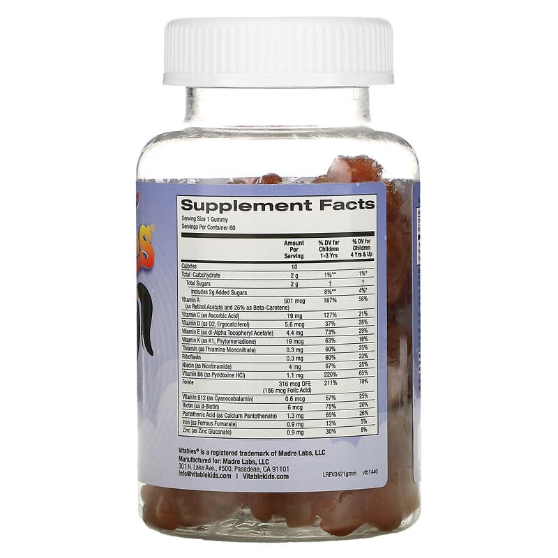 Vitables Vitables Gummy Mega Multivitamin For Children Gelatin Free Raspberry Flavor 60 Vegetarian Gummies 2 Thực phẩm bổ sung Vitables Vitables Gummy Mega Multivitamin For Children Gelatin Free Raspberry Flavor 60 Vegetarian Gummies 898220014408