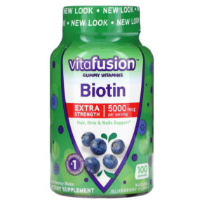 Thực phẩm chức năng VitaFusion Biotin Extra Strength Natural Blueberry 2.500 mcg 100 Gummies 027917000268