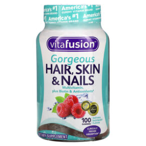 Thực phẩm chức năng VitaFusion Gorgeous Hair Skin & Nails Multivitamin Natural Raspberry 100 Gummies 027917020051