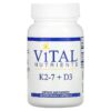 Thực phẩm chức năng Vital Nutrients K2-7 + D3 60 Vegetarian Capsules 693465549117