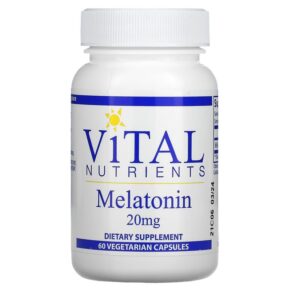 Thực phẩm chức năng Vital Nutrients Melatonin 20 mg 60 Vegetarian Capsules 693465419113