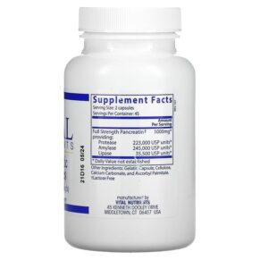 Thực phẩm bổ sung Vital Nutrients Pancreatic Enzymes 500 mg 90 Capsules 693465417119