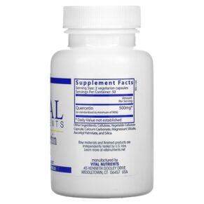 Thực phẩm bổ sung Vital Nutrients Quercetin 250 mg 100 Vegetarian Capsules 693465229118