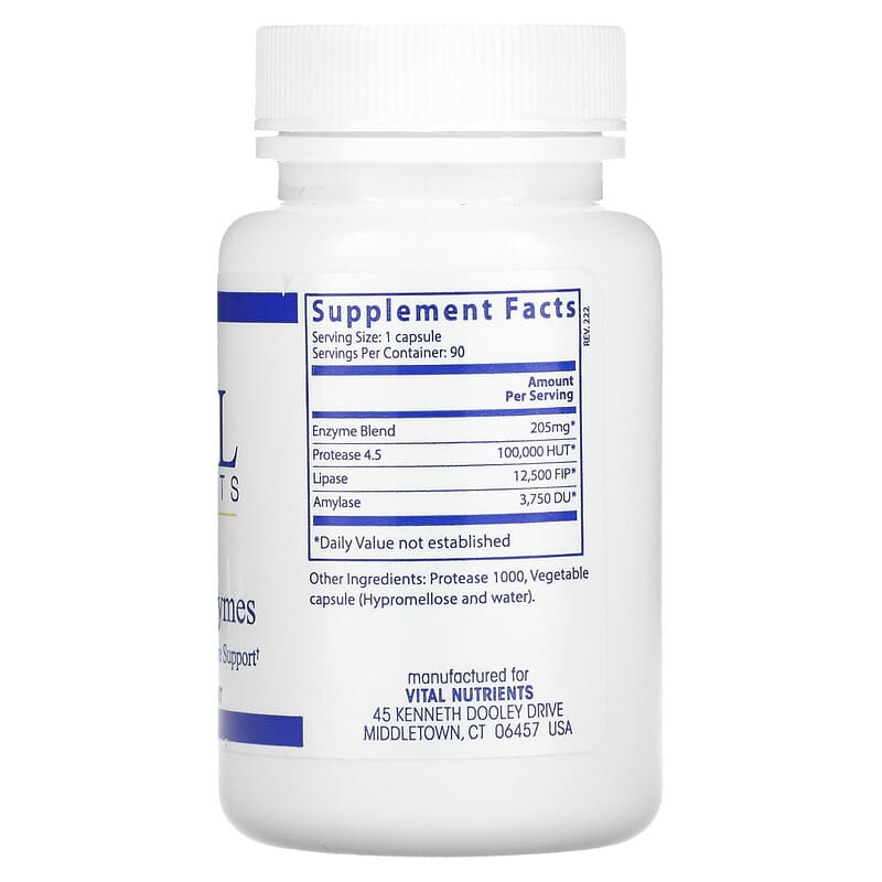 Vital Nutrients Vegan Pancreatic Enzymes 90 Capsules 2 Thực phẩm bổ sung Vital Nutrients Vegan Pancreatic Enzymes 90 Capsules 693465491119