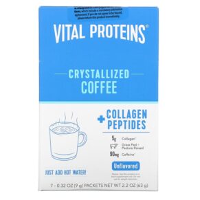 Thực phẩm bổ sung Vital Proteins Crystallized Coffee + Collagen Peptides Unflavored 7 Packets 0.32 oz (9 g) Each 850015883224