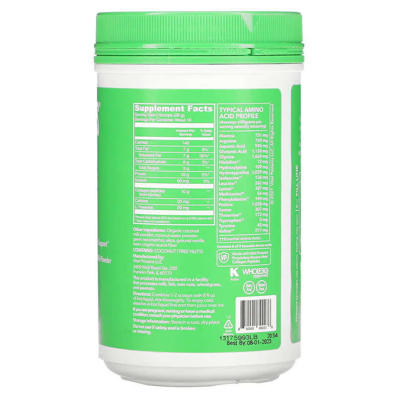 Vital Proteins Matcha Collagen Latte Vanilla 9.3 oz (265 g) 2 Thực phẩm bổ sung Vital Proteins Matcha Collagen Latte Vanilla 9.3 oz (265 g) 850005892236
