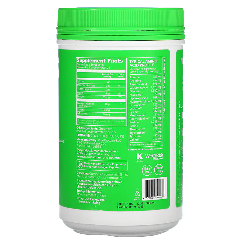Vital Proteins Matcha Collagen Original Matcha 12 oz (341 g) 2 Thực phẩm bổ sung Vital Proteins Matcha Collagen Original Matcha 12 oz (341 g) 850232005935