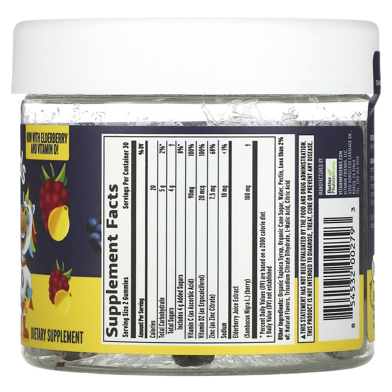 Vitamin Friends Immune Vit D + Elderberry Raspberry 60 Pectin Gummies 2 Thực phẩm bổ sung Vitamin Friends Immune Vit D + Elderberry Raspberry 60 Pectin Gummies 854532002793