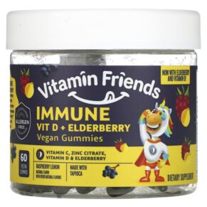 Thực phẩm chức năng Vitamin Friends Immune Vit D + Elderberry Raspberry 60 Pectin Gummies 854532002793