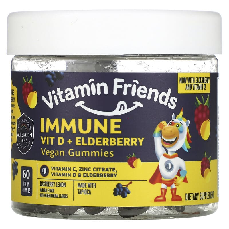 Vitamin Friends Immune Vit D + Elderberry Raspberry 60 Pectin Gummies 8 Thực phẩm chức năng Vitamin Friends Immune Vit D + Elderberry Raspberry 60 Pectin Gummies 854532002793