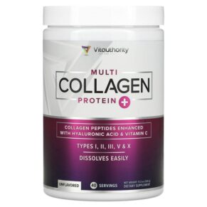 Thực phẩm chức năng Vitauthority Multi Collagen Protein Plus Vitamin C Hyaluronic Acid Unflavored 11.3 oz (320 g) 856360008008