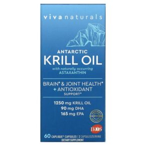 Thực phẩm chức năng Viva Naturals Antarctic Krill Oil with Astaxanthin 625 mg 60 Caplique Capsules 885128644103