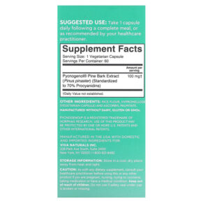 Thực phẩm bổ sung Viva Naturals French-Maritime Pycnogenol 100 mg 60 Veggie Capsules 753940520359