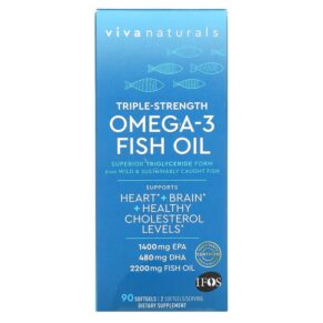 Thực phẩm chức năng Viva Naturals Omega-3 Fish Oil Triple Strength 90 Softgels 701722747951