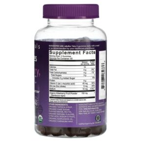 Thực phẩm bổ sung Viva Naturals Organic Elderberry Vitamin C + Zinc Raspberry Rush 120 Gummies 811067032336