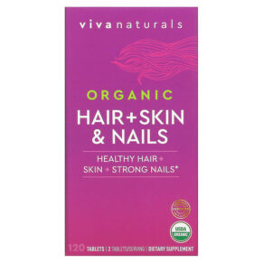 Thực phẩm chức năng Viva Naturals Organic Hair + Skin & Nails 120 Tablets 811067031230