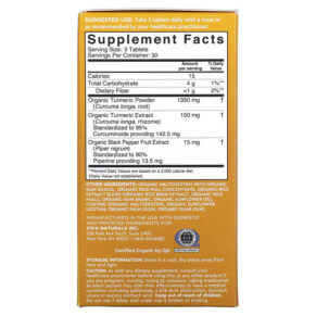 Thực phẩm bổ sung Viva Naturals Organic Turmeric Curcumin with Black Pepper 500 mg 90 Tablets 811067030998