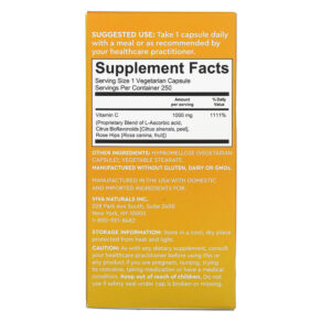Thực phẩm bổ sung Viva Naturals Vitamin C 1.000 mg 250 Veggie Capsules 705105193779