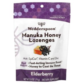 Thực phẩm chức năng Wedderspoon Manuka Honey Lozenges Elderberry 2.6 oz (74 g) 814422023840