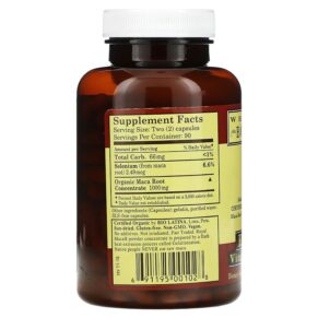Thực phẩm bổ sung Whole World Botanicals Royal Maca 250 mg 180 Gel Caps 691195001028