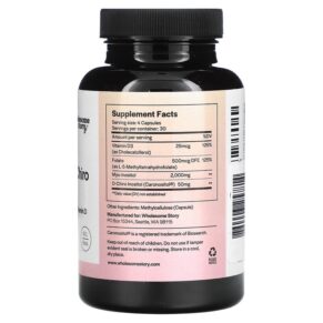 Thực phẩm bổ sung Wholesome Story Myo & D-Chiro Inositol with MTHF Folate + Vitamin D 120 Vegetarian Capsules 860003257814